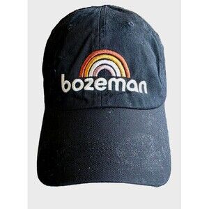 Bozeman Montana Embroidered Rainbow Baseball Cap Black Adjustable